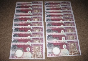 Lote de 20 Notas de Angola "100 Escudos" com Números Seguidos/Novas!