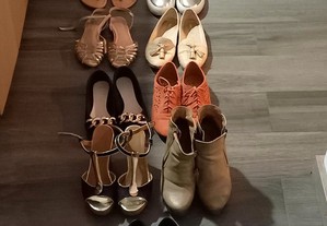 Conjunto de sapatos e sandálias