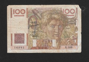 Nota circulada de 100 Francos. França 1950