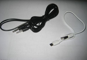 Cabos de audio jack 3,5mm e USB - Micro USB