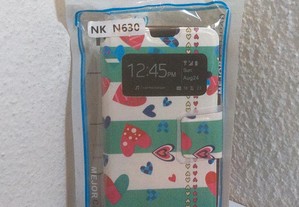 Capa Carteira Nova p/ Nokia Lumia 630 Corações