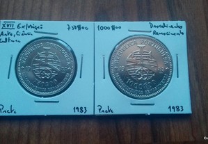 2 Moedas 1000$00 e 750$00 1983 Prata