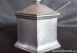 Lindssimo Aucareiro com colher, formato sextavado em Estanho Portugus