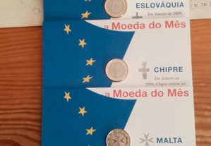 Conjunto de 5 carteiras de moedas de 1 euro vários países