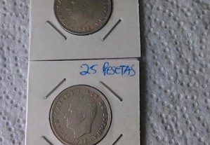 7 Moedas de 25 pesetas - Espanha