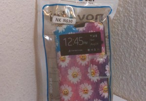 Capa Carteira Nova Nokia Lumia 630 Flores Felizes