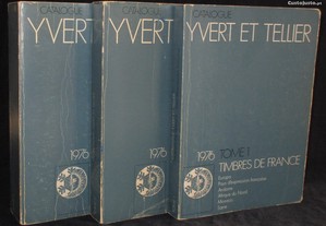 Livros Catálogo de Selos Yvert et Tellier 1976 3 volumes