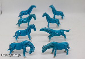 Conjunto de Cavalos em Porcelana Azul Chinesa Dinastia Tang XX