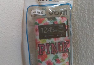 Capa Carteira Nova p/ Nokia Lumia 630 Flores PINK