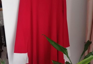Vestido vermelho, confortável, fluído, sem uso, com etiqueta - Tam. único Ros & Mat Moda