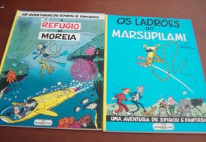 2 BD As Aventuras de Spirou e Fantásio:Os Ladrões do Marsupilami O Refúgio da Moreia de Franquín