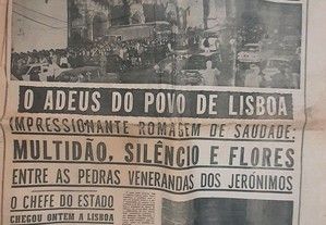 Salazar Falecimento. Jornal Histórico