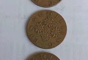 3 moedas de 1 shilling da Áustria