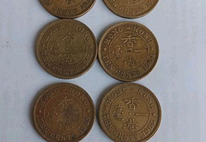 10 moedas de Hong Kong