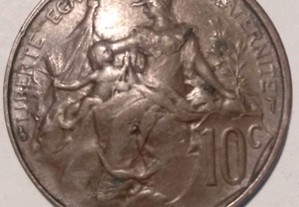 Moeda de 10 Cêntimos 1915 França em Bronze