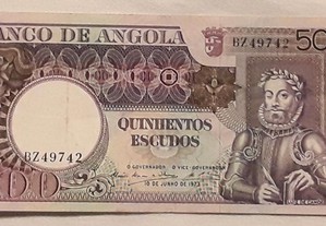 Nota 500$00 (Escudos), Banco de Angola, 1973