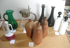 Garrafas jarros vidro ceramica antigas licor espirituosas vinho coleccao