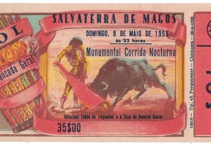 Bilhete Tourada - Salvaterra de Magos - 8 de Maio de 1955