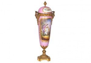 Vaso porcelana rosa Sévres Daret século XIX