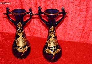 Par de jarras em cristal de Murano pintadas a ouro