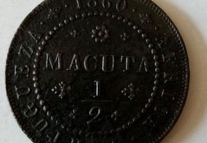 Moeda 1/2 Macuta 1860 Angola D. Pedro V