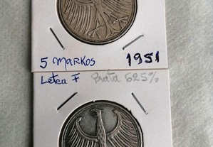 2 moedas em prata. Alemanha, 1951