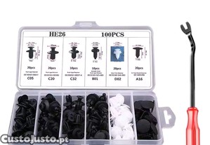 Kit de molas rebite de guarnies automotivas universais - 100pcs + caixa + chave removedor rebites