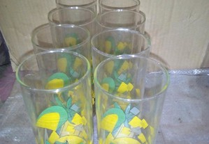 6 copos c/desenhos de ananáses novos