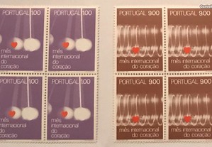2 quadras selos Mês Internacional do Coração -1972