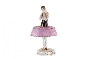 Caixa pó arroz porcelana bailarina Goebel Arte Deco 1920