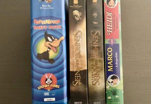 4 cassetes vhs - 2 Filmes Senhor dos Anéis, Desenhos animados-Heidi e Marco, Duffy Duck