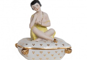 Figura caixa pó arroz porcelana Baviera Art Deco 1929