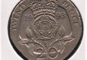 Grã-Bretanha - 20 Pence 1993 - soberba