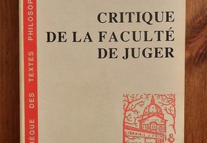 Livro - Critique de la Faculté de Juger - Kant