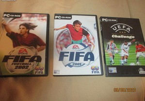 3 jogos para computador - UEFA challenge, FIFA 2001 e FIFA 2002