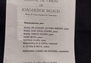 Programa Conservatório de Música de Braga 1980