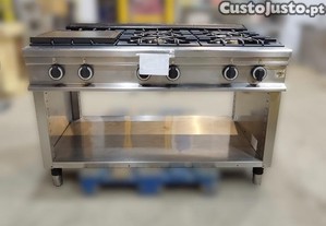 Fogo a gs com 6 queimadores sobre base aberta (1350x900x850mm)
