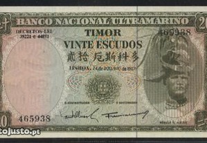 Espadim - Nota de 20$00 de 1967 - Timor