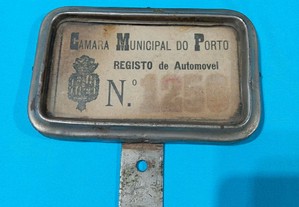 Câmara Municipal do Porto Placa antiga Registo Automóvel