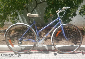 Bicicleta Peugeot Cassis vintage mixte roxa roda 28 700c Quadro chromoly Tam 50