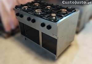 Fogo a gs com 6 queimadores sobre base aberta (1100x720x850mm)