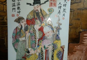 Grande Placa em porcelana Chinesa. Pintura manual
