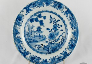 Prato porcelana da China, Pagodes e paisagem, Dinastia Qing, Qianlong, séc. XVIII n4