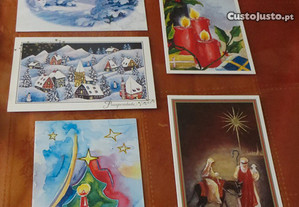 Coleção 5 Postais pintados com a Boca - Novos - Medida de cada postal: 18X13 cm