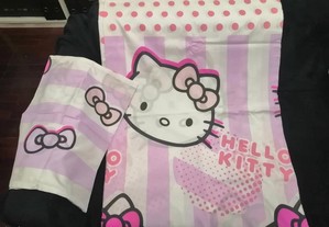 Capa de edredon e fronha almofada Hello Kitty - bom estado