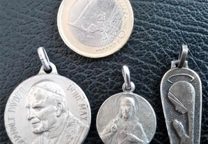 3 Medalhas Religiao Fátima Sacré Coeur João Paul
