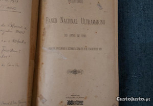 Relatórios Do BNU Banco Nacional Ultramarino 1890-1914