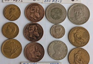 Diversas moedas do Brasil, desde 1869 a 1948