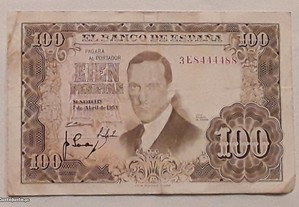 Nota 100 Pesetas, Espanha, 1953