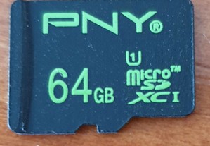 Cartão micro SD 64 GB PNY Class 10